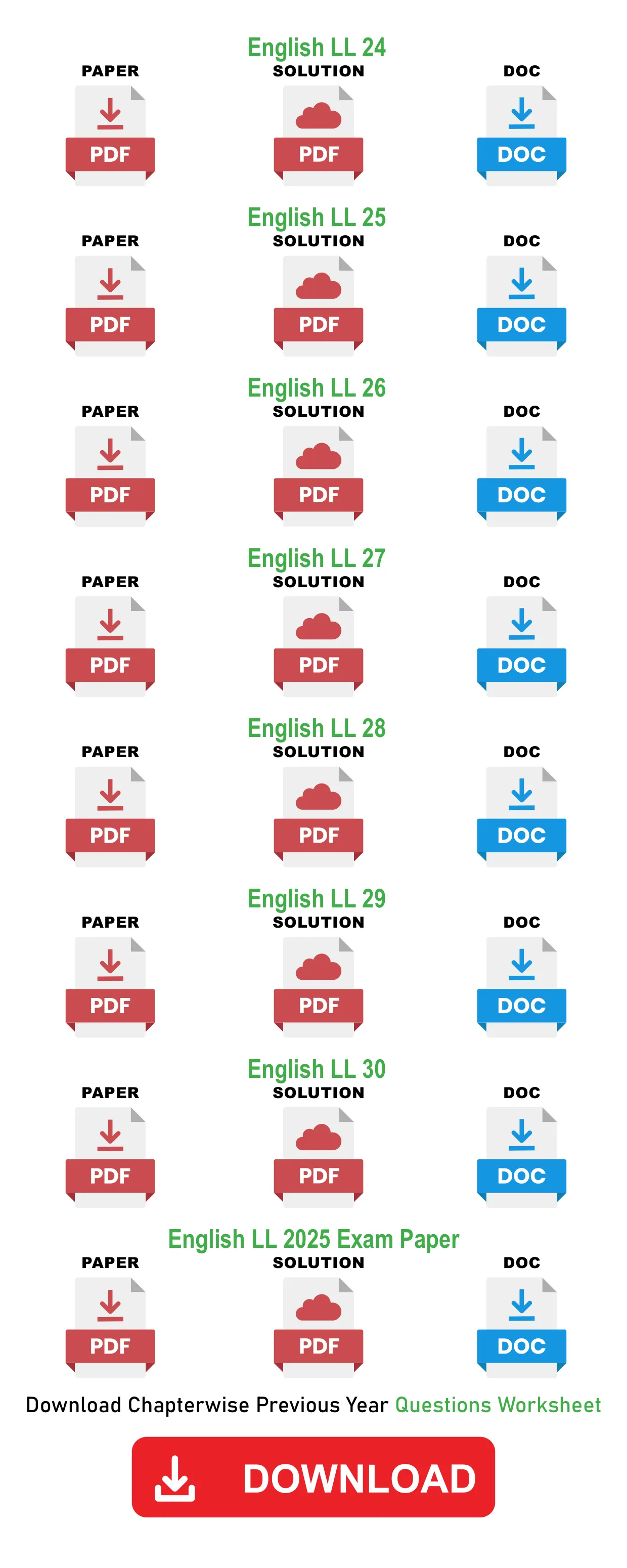 English LL 24 Paper Solution doc English LL 25 Paper Solution doc English LL 26 Paper Solution doc English LL 27 Paper Solution doc English LL 28 Paper Solution doc English LL 29 Paper Solution doc English LL 30 Paper Solution doc English LL 2025 Exam Paper Paper Solution doc Download Chapterwise…